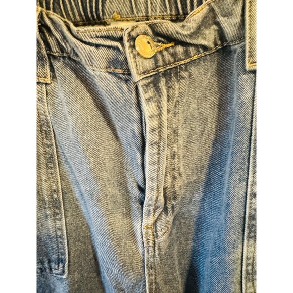Tapata Wide Leg Blue Denim Cargo Jeans L 34" Inseam Elastic Waist Pockets Casual - Picture 6 of 10